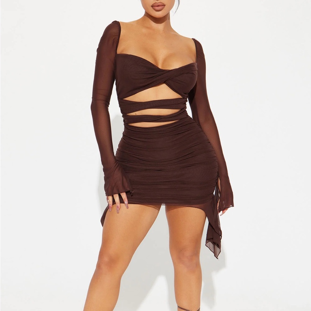 Chocolate brown mini dress